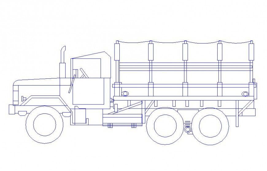 Creative truck side elevation 2d block cad drawing details dwg file
