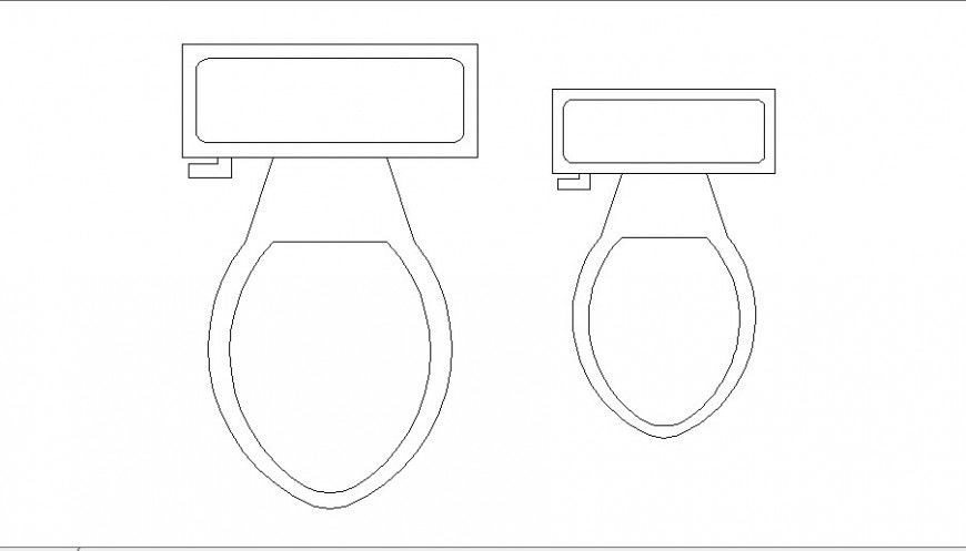 Creative two toilet sheet top view elevation blocks cad drawing details dwg file