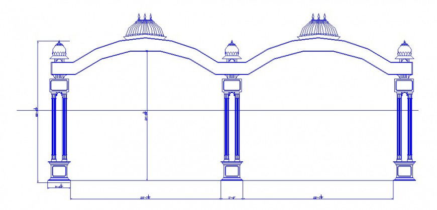 Creative village entrance decorative gate main elevation cad drawing details dwg file