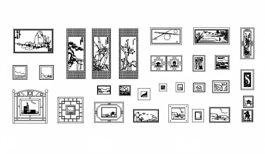 Creative wall paintings blocks cad drawing details dwg file