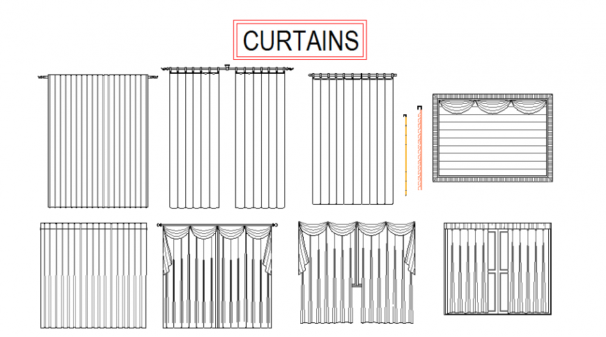 Creative window curtains blocks cad drawing details dwg file