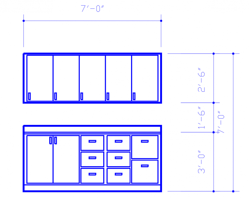 Creative wooden cabinet front and side elevation cad drawing details dwg file