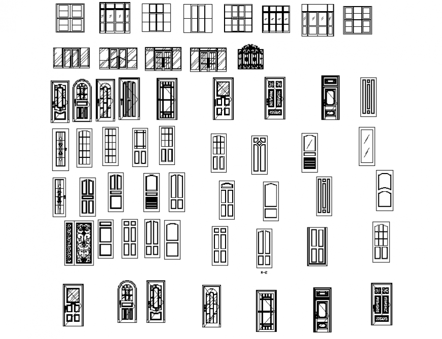 Creative wooden door elevation blocks cad drawing details dwg file