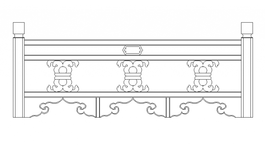 Creative wooden railing block cad drawing details dwg file