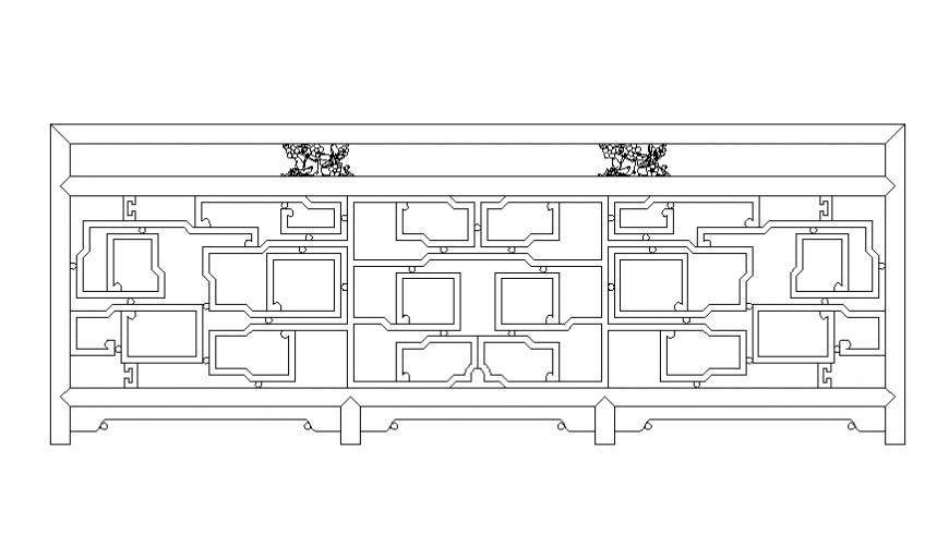 Creative wooden railing front elevation cad block details dwg file
