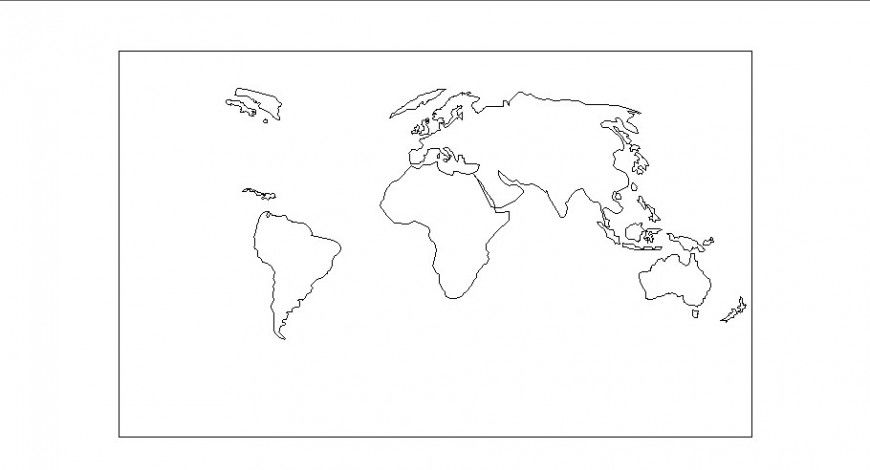 Creative world map painting elevation cad block details dwg file