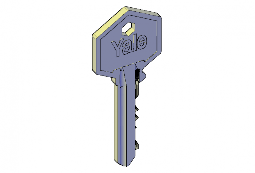 Creative yale key block 3d drawing details dwg file