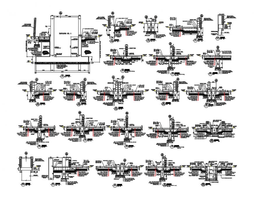 Cricket stadium several constructive details dwg file