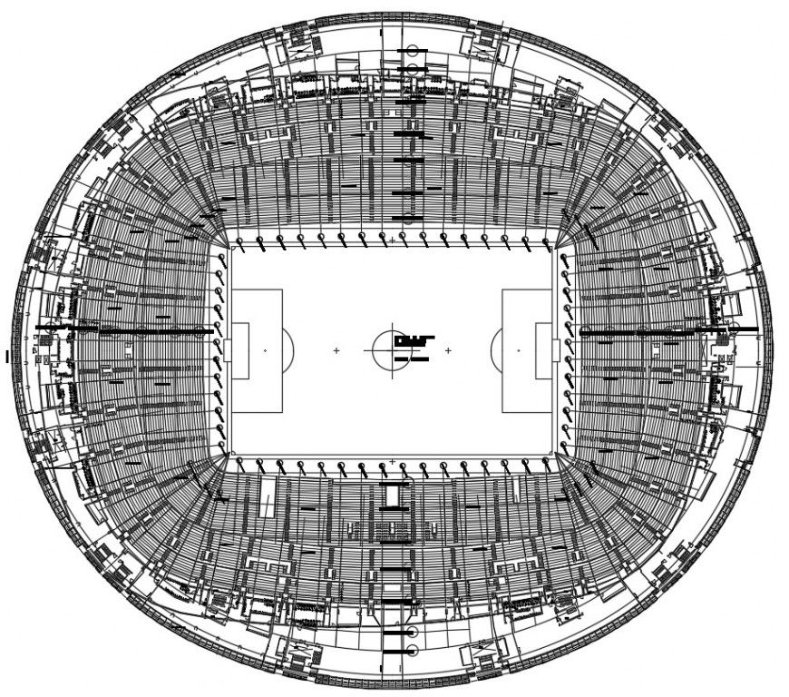 Cricket stadium top view layout plan cad drawing details dwg file