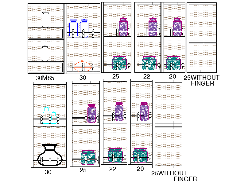 crockery cabinet design DWG file