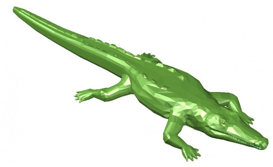 Crocodile details 3d model drawings of animal blocks dwg file