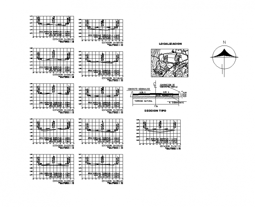 Cross—section detail of a hydraulic structure layout file