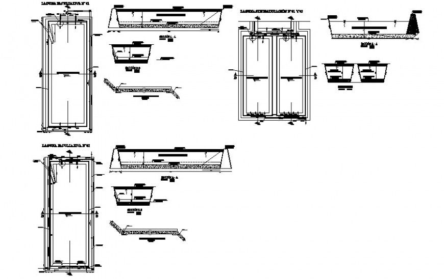 Cross-sectional details 2d view construction blocks dwg file