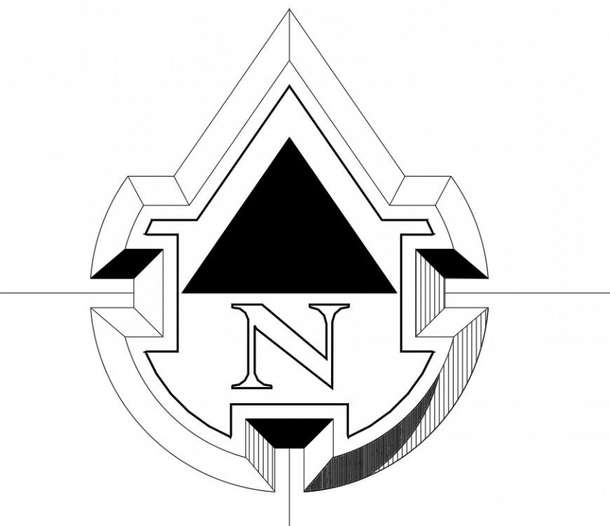 Cross north arrow plan layout file