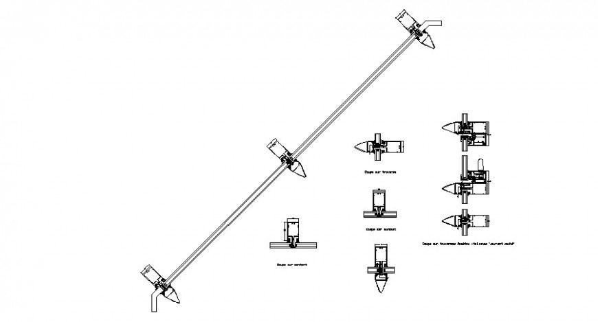 Cross section Italian window "hidden opening" installation drawing details dwg file
