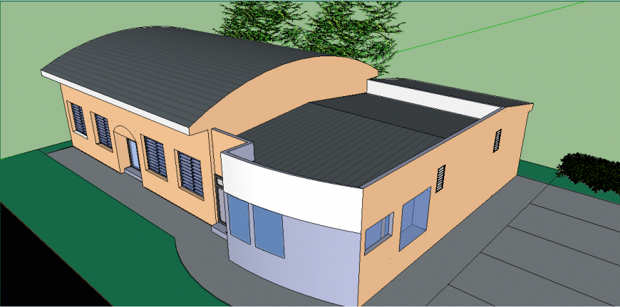 Cross top view elevation drawing details of 3d house dwg file