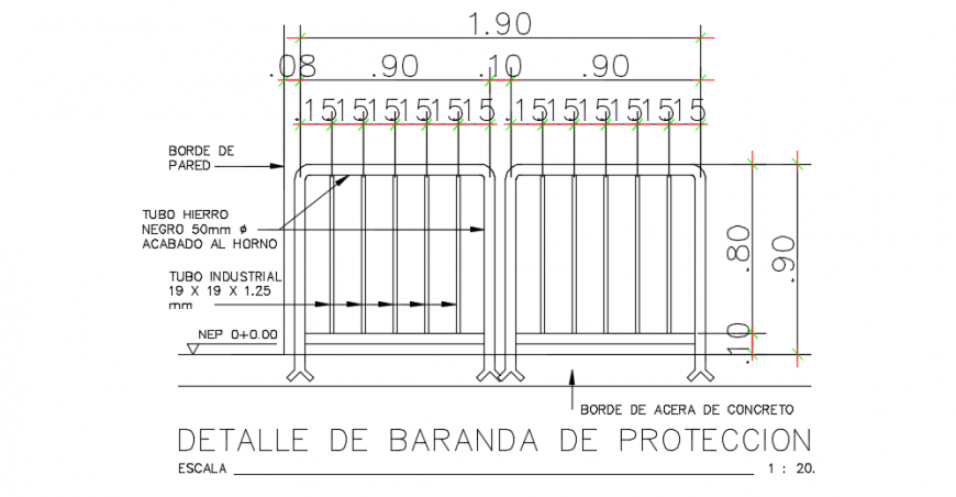 Crowd block furniture detail front elevtion 2d dwg file