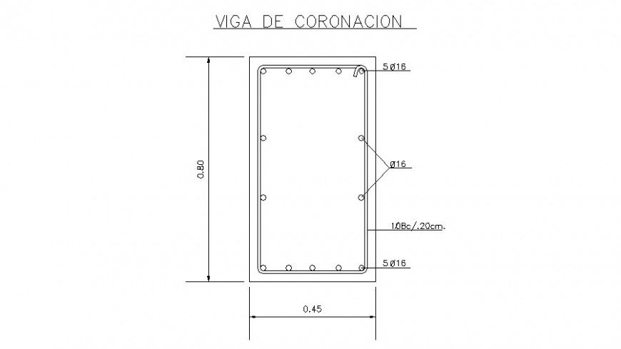 Crown beam section plan detail dwg file