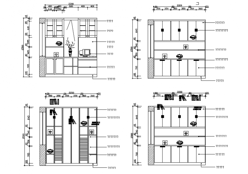 Cub Board DWG 2D Elevation Plan Layout for Interior Storage Design