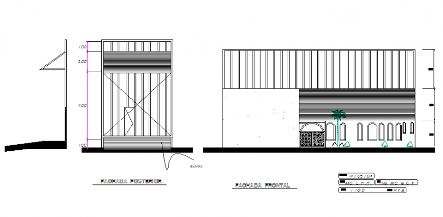 Cub house elevation detail dwg file