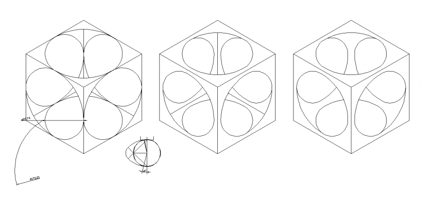 Cubical form pattern drawing in dwg file.