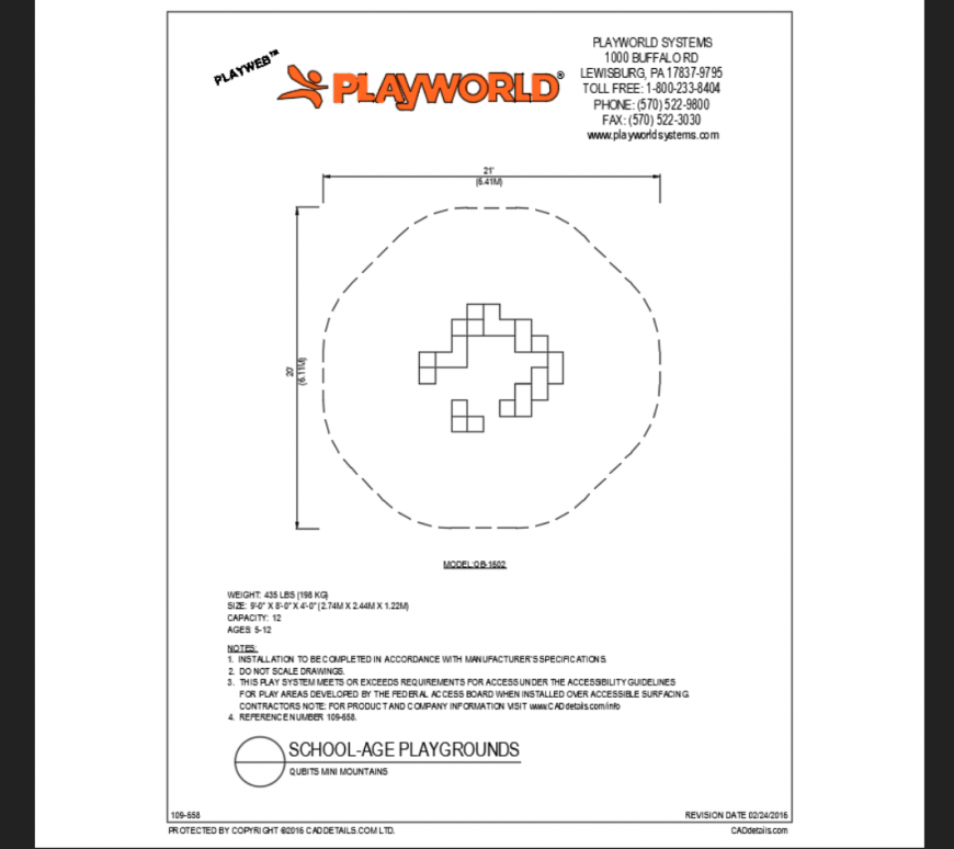 Cubits mini mount school play ground play area equipment details dwg file