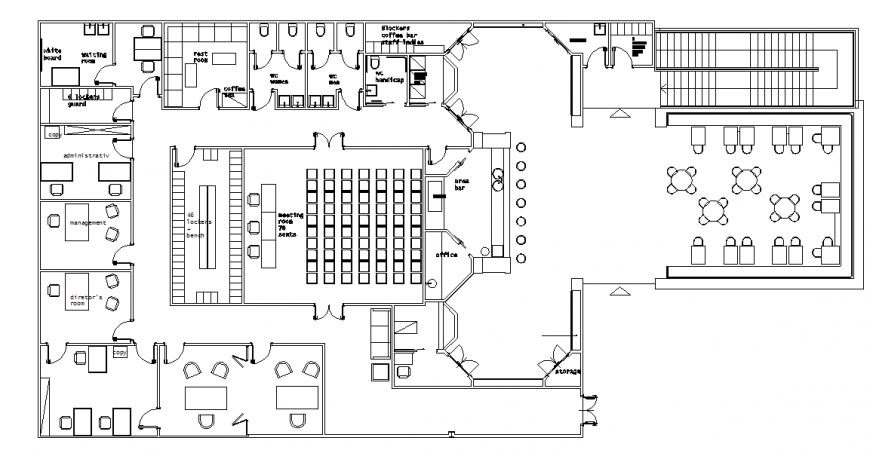 Cultural Center Architectural Plan design in DWG file