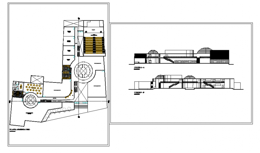 Cultural Center Lay-out & Section & Elevation design