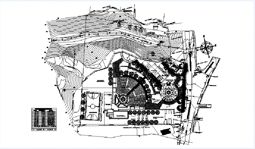 Cultural center site plan, landscaping structure and plan details dwg file