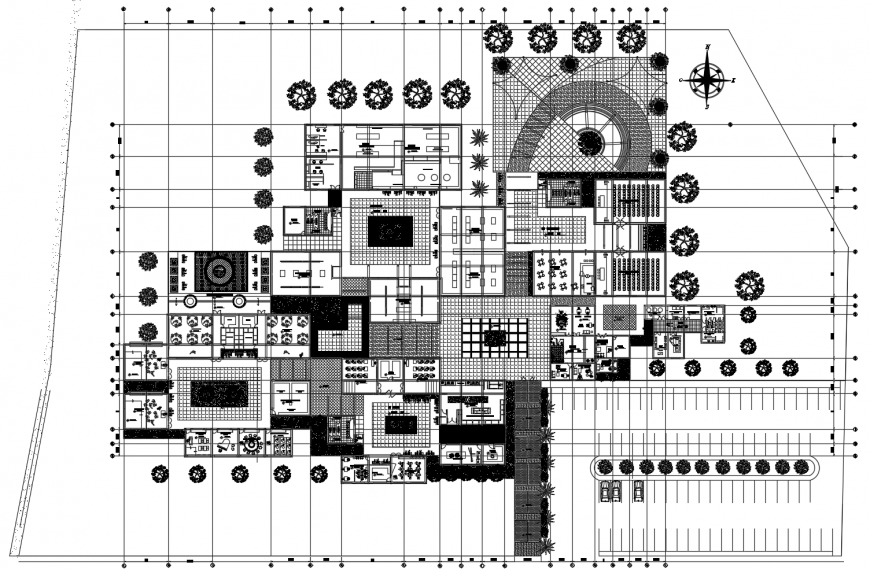Culture center building general distribution plan cad drawing details dwg file