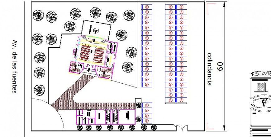 Culture center with hall distribution plan cad drawing details dwg file