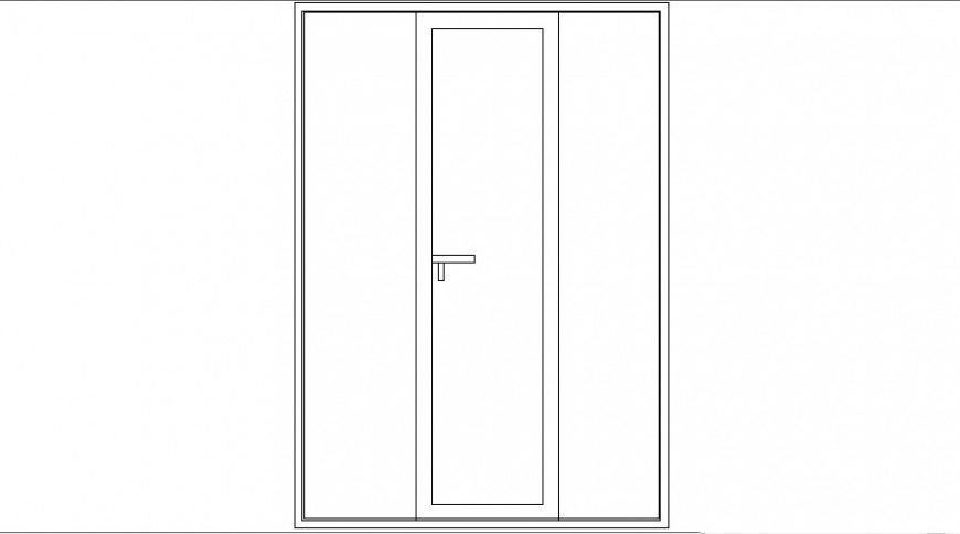 Cupboard 2D Elevation CAD Block with Front View and Door Handle