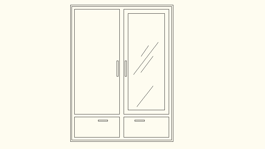 Cupboard DWG file with detail plan and elevation layout for interiors