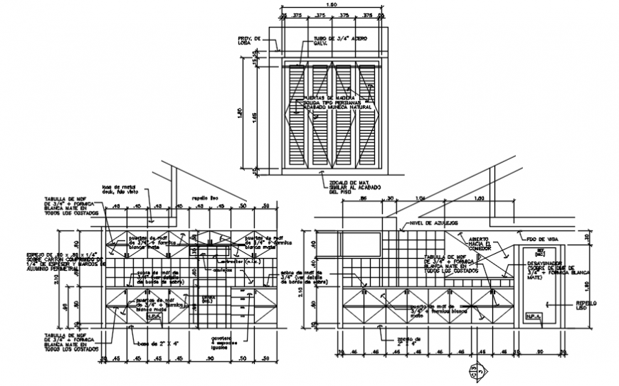 Cupboard elevation and plan in auto cad file