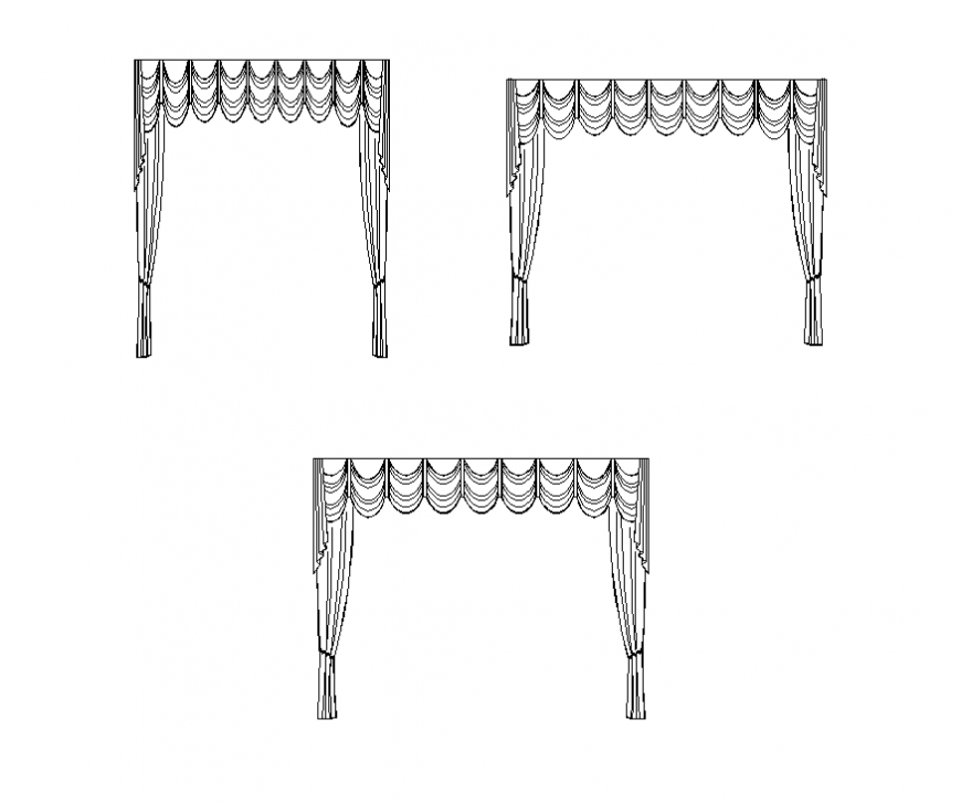 Curtain CAD blocks detail elevation 2d view dwg file