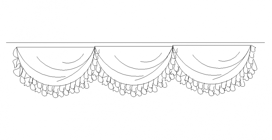 Curtain design detail elevation 2d view layout autocad file