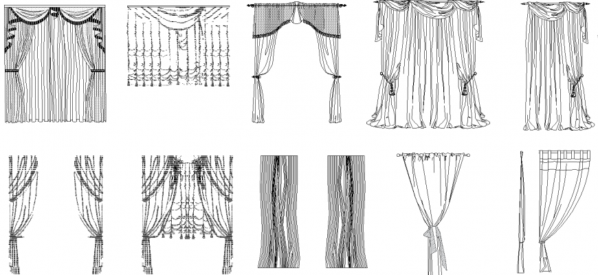 Curtains plan detail dwg file.
