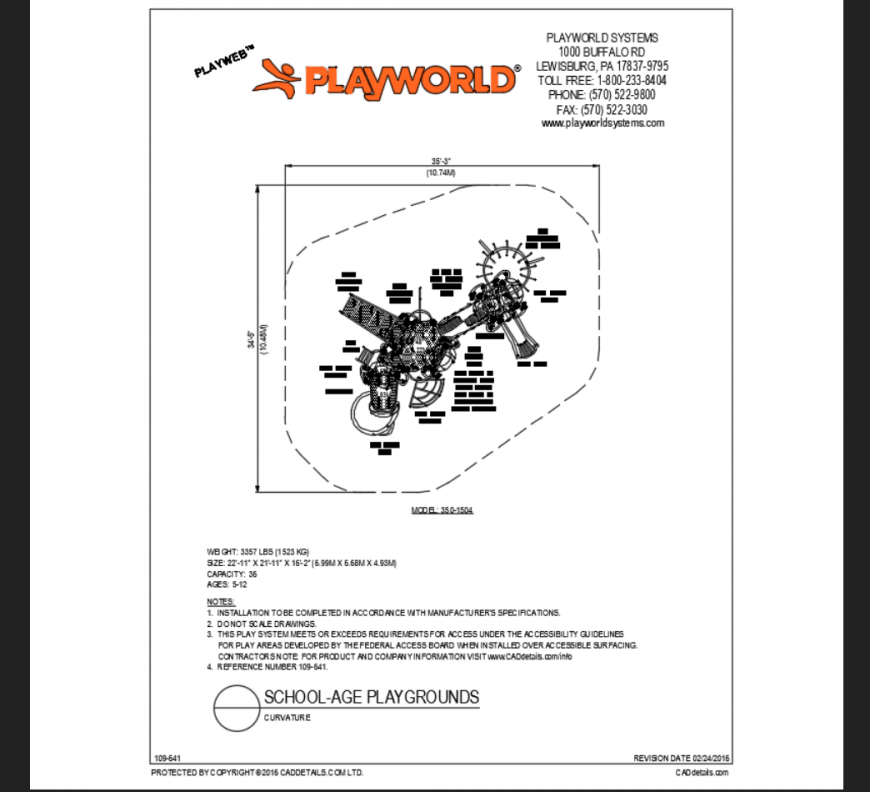 Curvature play area play ground structure details dwg file