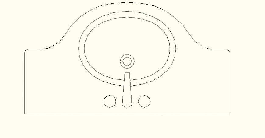 Curve shape wash basin detail elevation dwg file