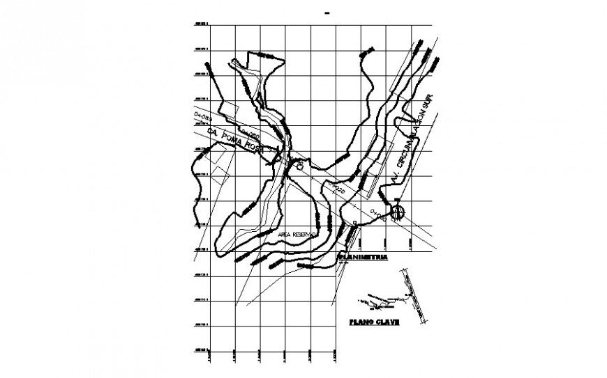 Curved plan with topographic design with plan dwg file