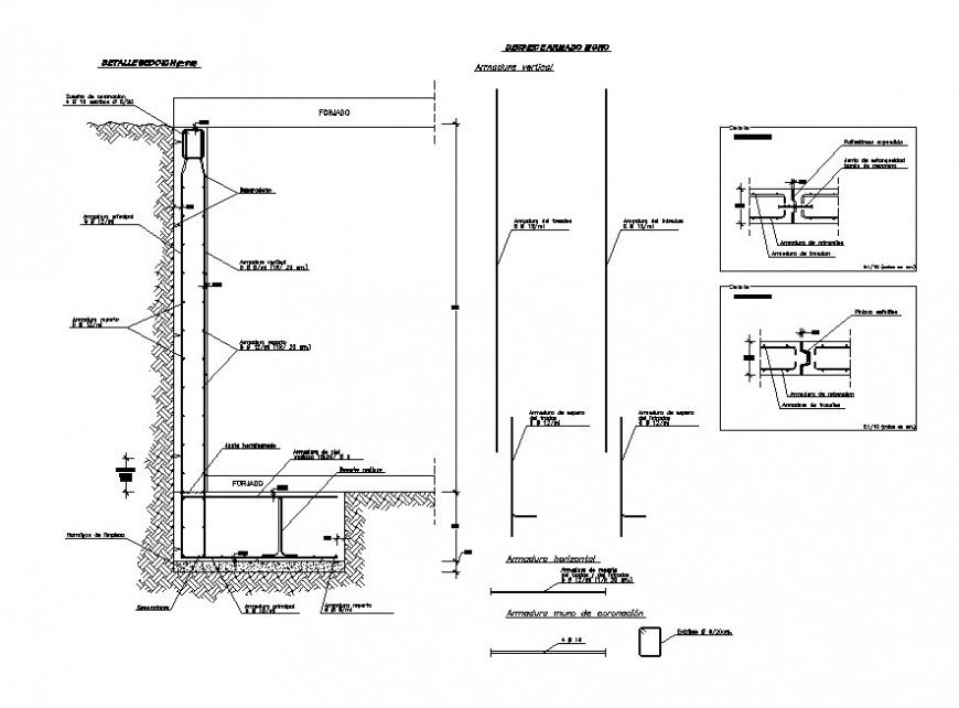Cut constructive structure details of multi-story building auto-cad dwg file