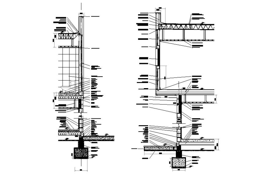 Cut dry wall construction detail elevation and plan autocad file