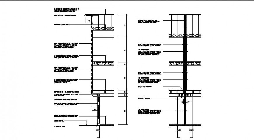 Cut out sectional detail of wall unit detail drawing in dwg format