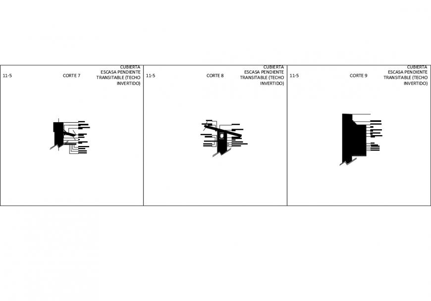 Cut sectional-constructive details of house building with column dwg file