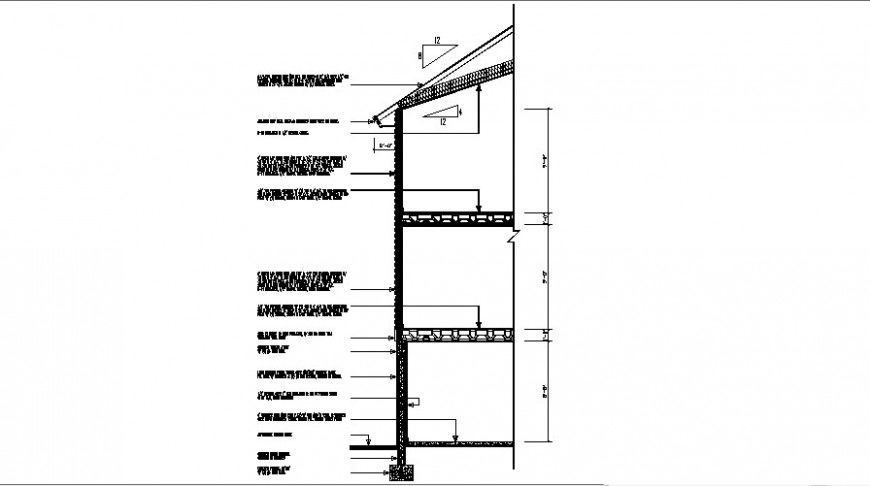 Cut sectional-constructive details of three story house dwg file