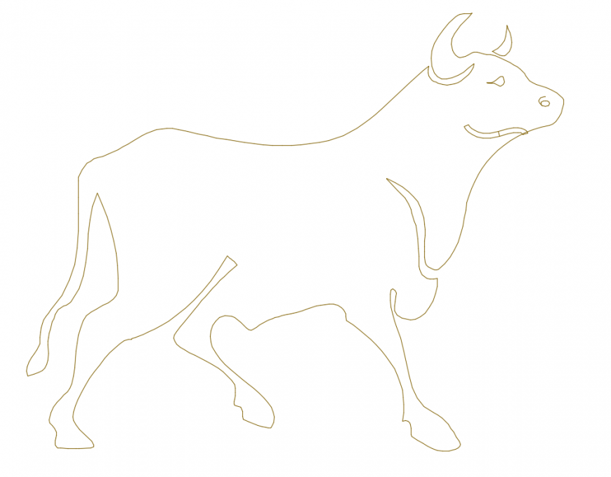 Cute animal cow side view elevation cad block design dwg file