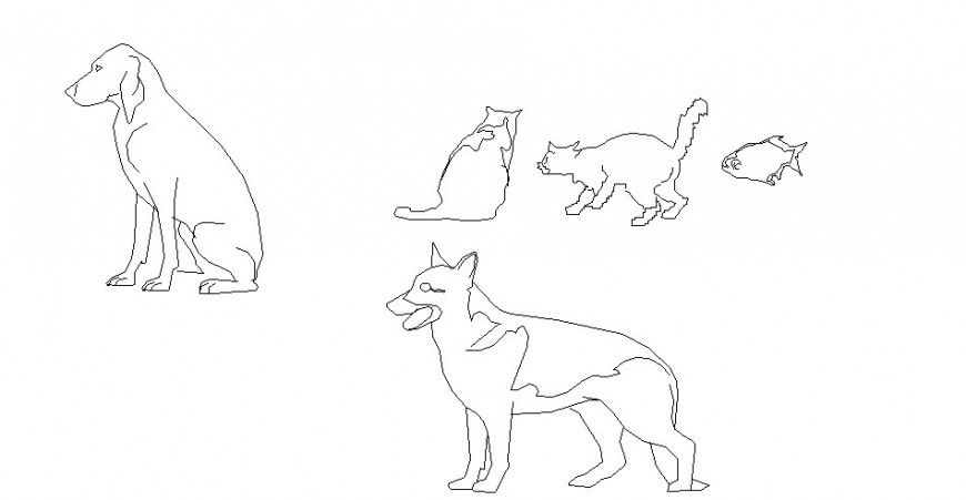 Cute animal elevation blocks cad drawing details dwg file