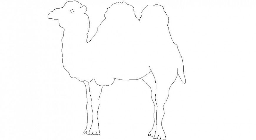 Cute camel side elevation 2d block cad drawing details dwg file