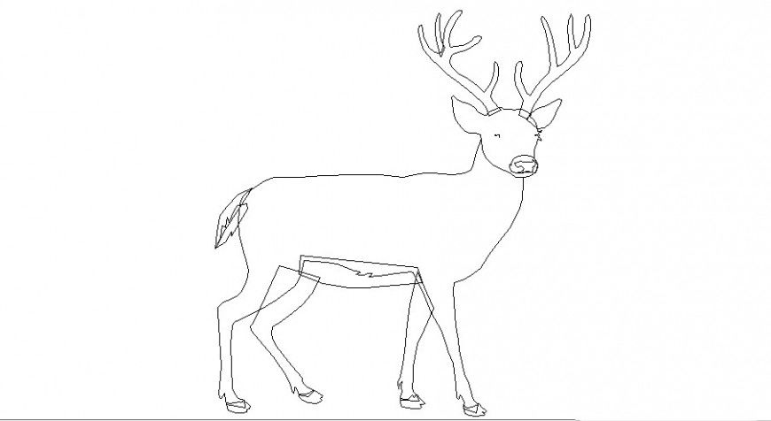 Cute deer side elevation block cad drawing details dwg file