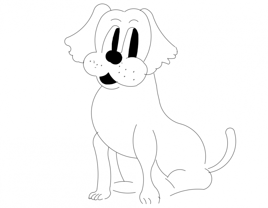 Cute pet dog front view elevation cad block details dwg file